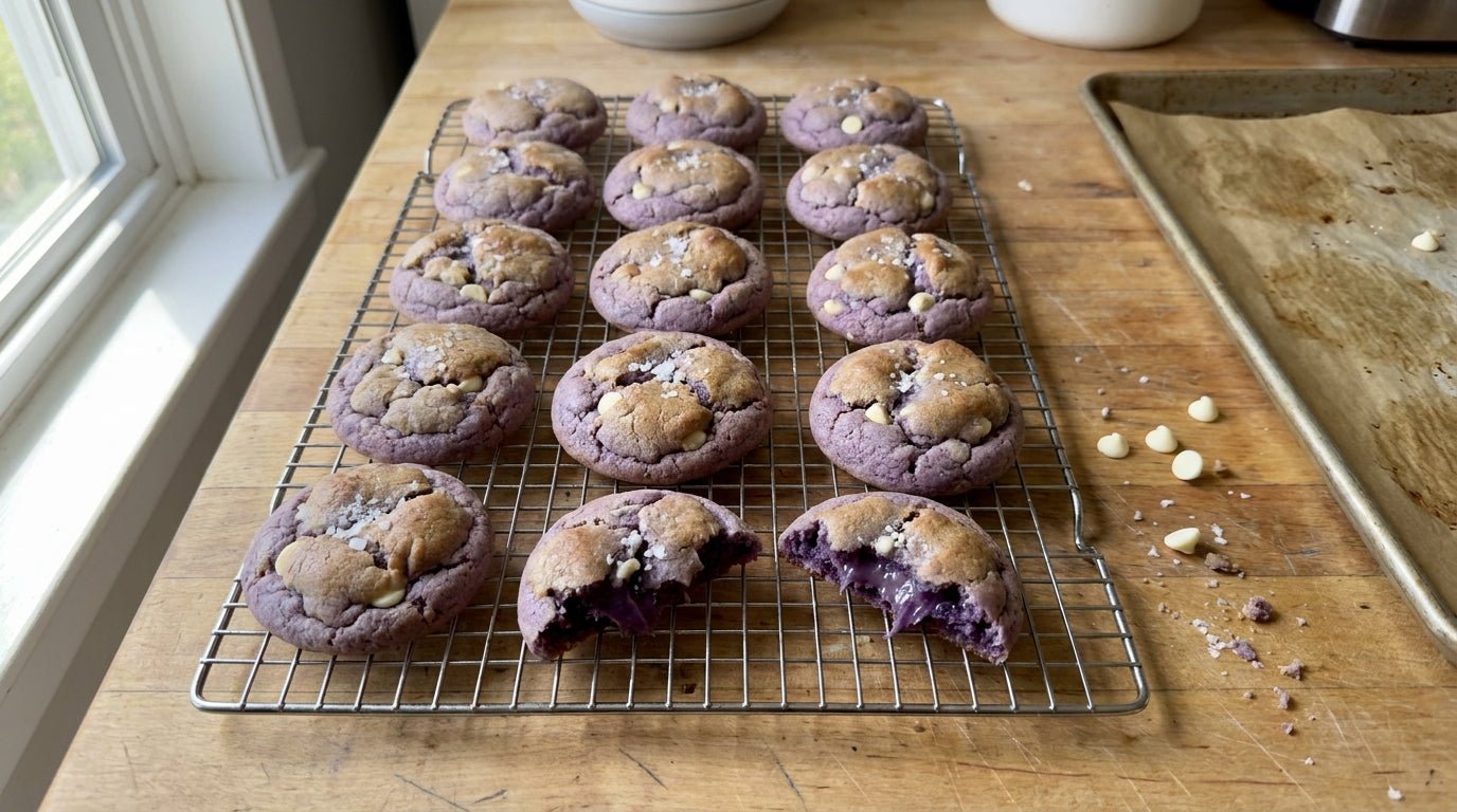 Soft & Chewy Ube Cookies Recipe (No Crinkle Sugar Coating)