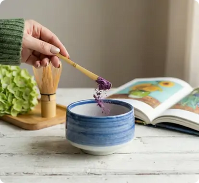 Step 1 add ube powder to your cup