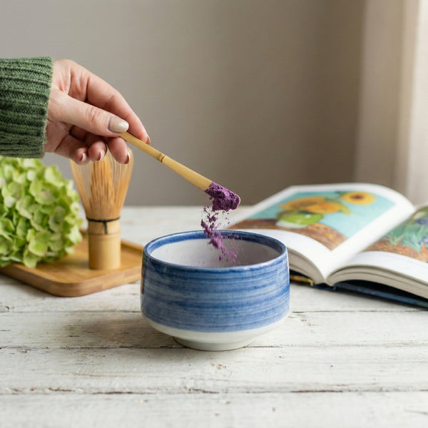 Add 1 teaspoon of Ube powder into a bowl or glass.