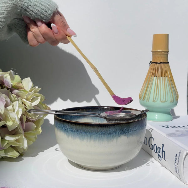 Step 1<br> Add 1 teaspoon of Ube powder into a glass